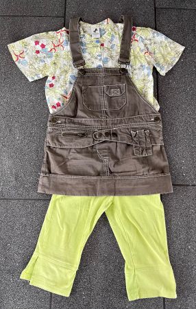 3-Teiler: Latzrock mit Bluse & Leggins Gr. 116