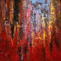 Originalgemälde Rot und Gold, Leinwand 100 cm, Unikat!!!