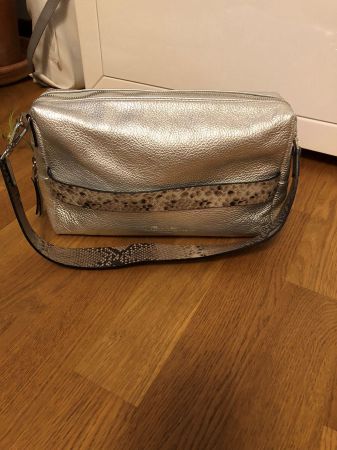 Echtleder Tasche, Klatsch/ Silver