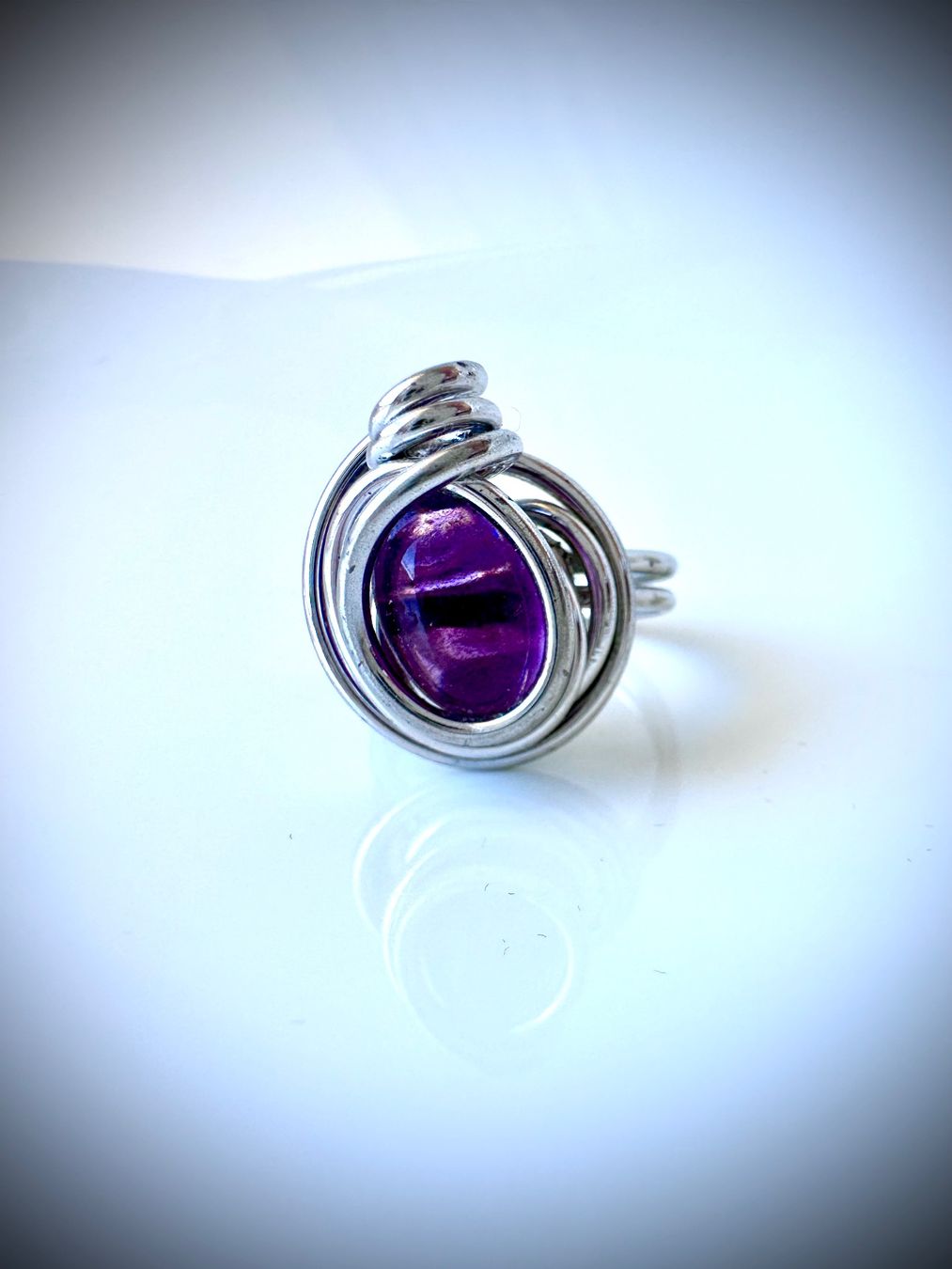 Ringe: Anello di design metallo con ametista – Gebraucht aus Agno von Saretta77