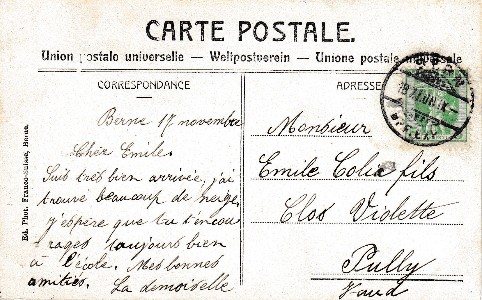 Ansichtskarten: Bern   BE  -  Berchtold von Zähringen  - Stadt-Erbauer  1908 – Gebraucht aus Brig von Valcards54 1