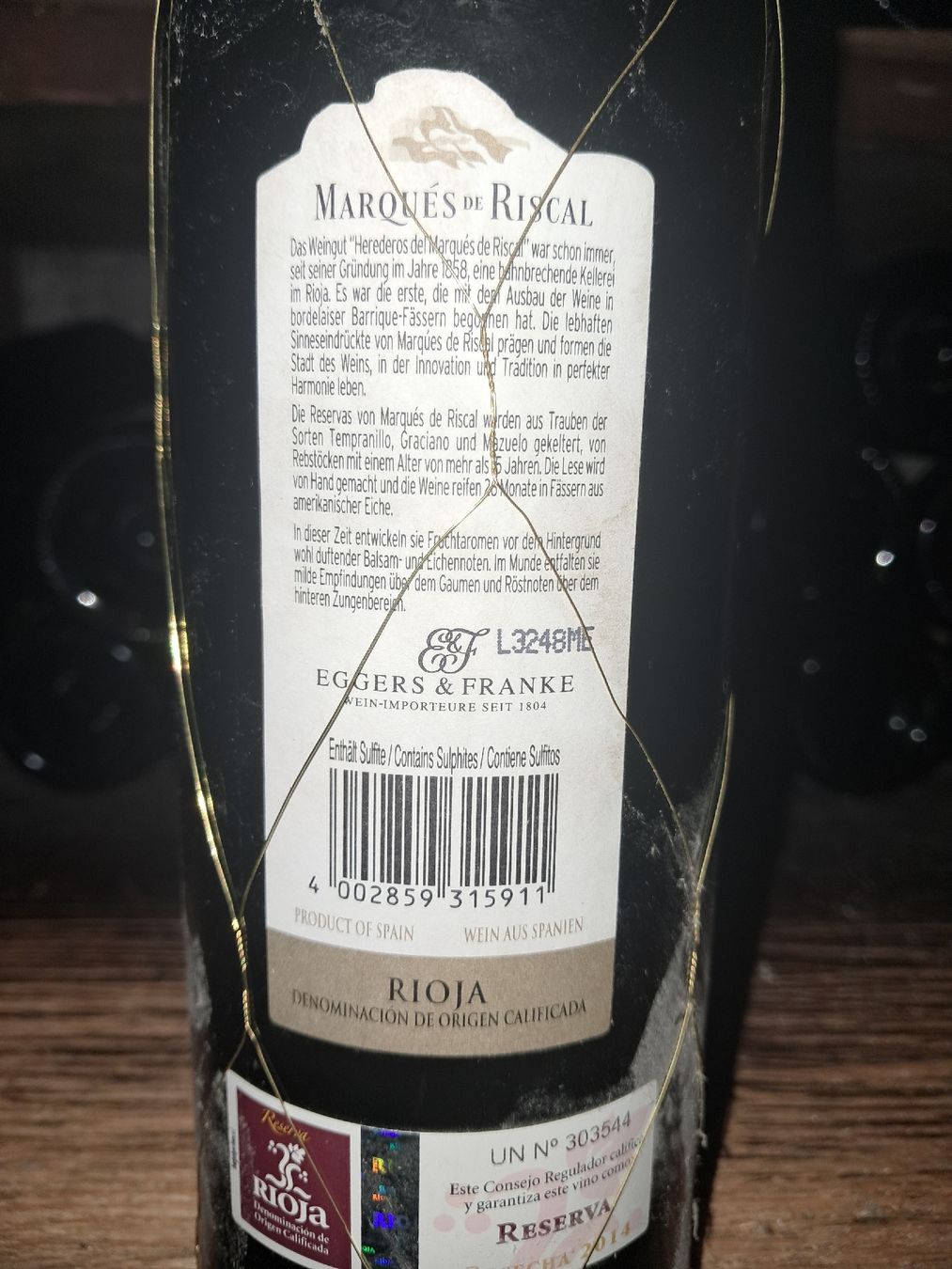 Rioja Vino: Marqués de Riscal Reserva 2014 – Nuovo e nell'imballaggio originale da Le locle venduto da juliensaran 3