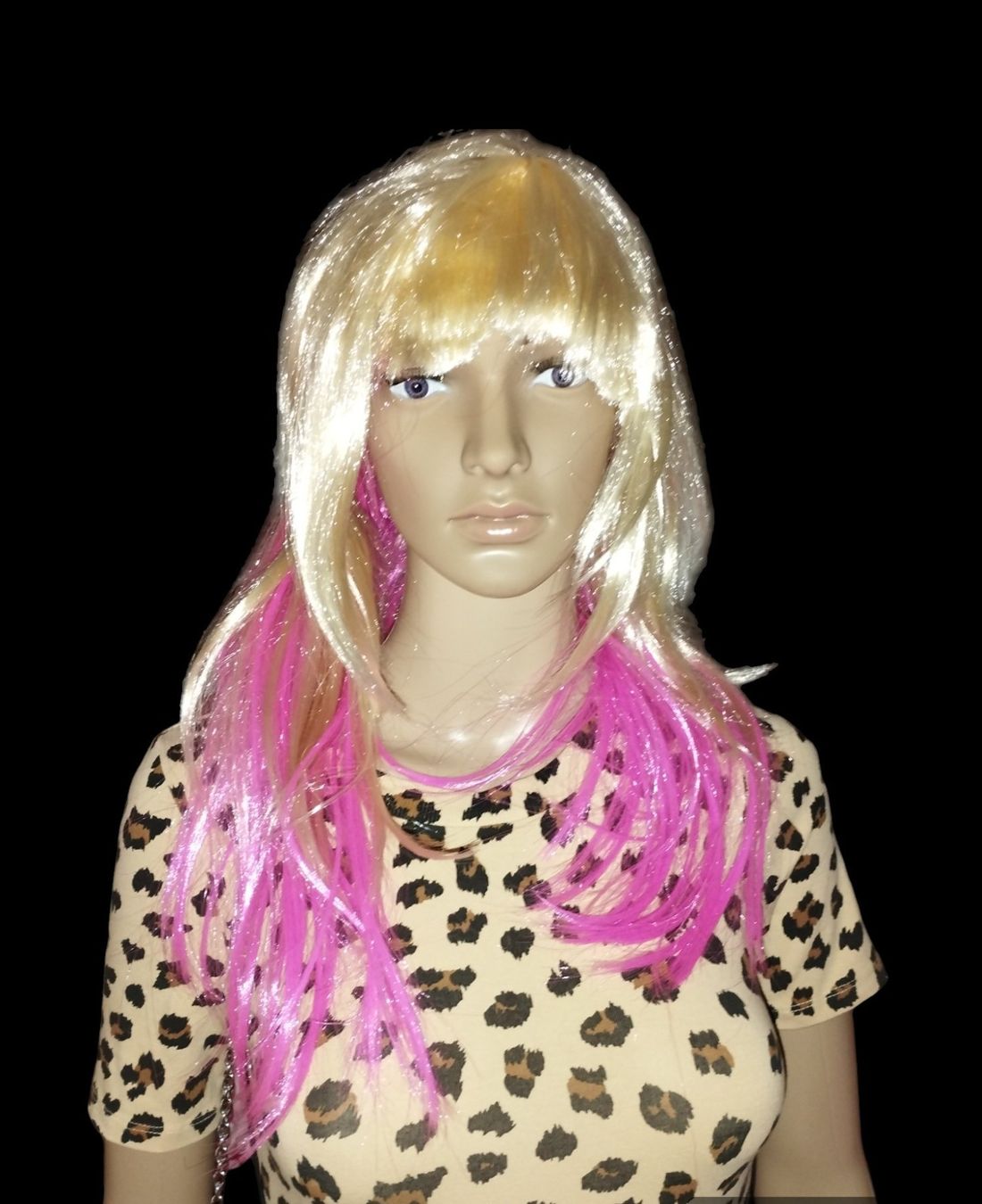 Parrucche: Blonde Perücke mit pinken Strähnen, Fasnacht oder Party! – Nuovo (secondo la descrizione) da Biberist venduto da DerRegenbogenfisch