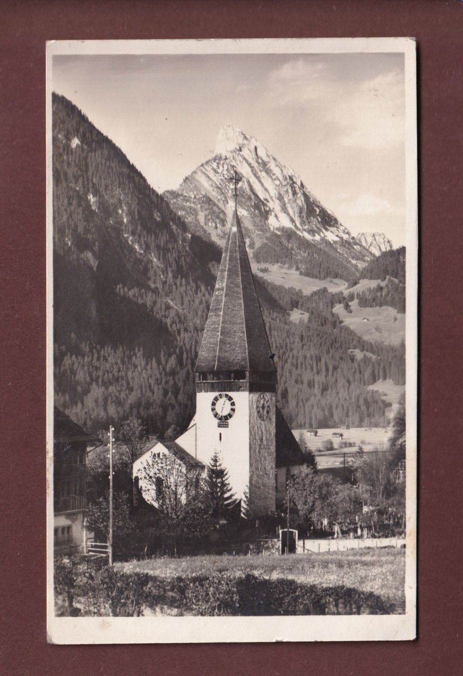 Cartoline postali: SAANEN - Kirche - Rüblihorn - 1925 – Usato da Pully venduto da nicecards-shop