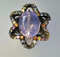 Einzigartiger Ring mit vielen bunten Steinen, Grösse 57