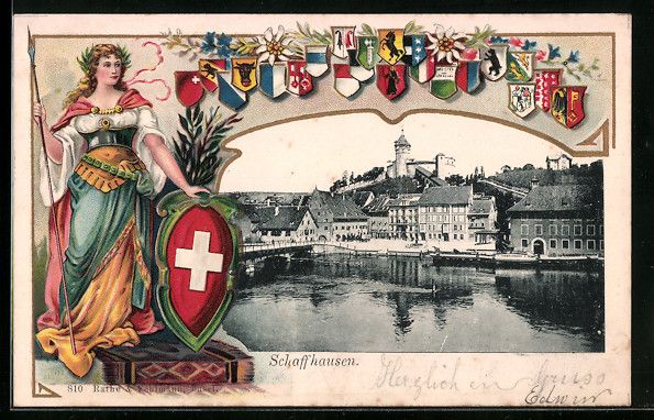 Ansichtskarten: Passepartout-Lithographie Schaffhausen,  – Gebraucht aus Berlin von bartko-reher
