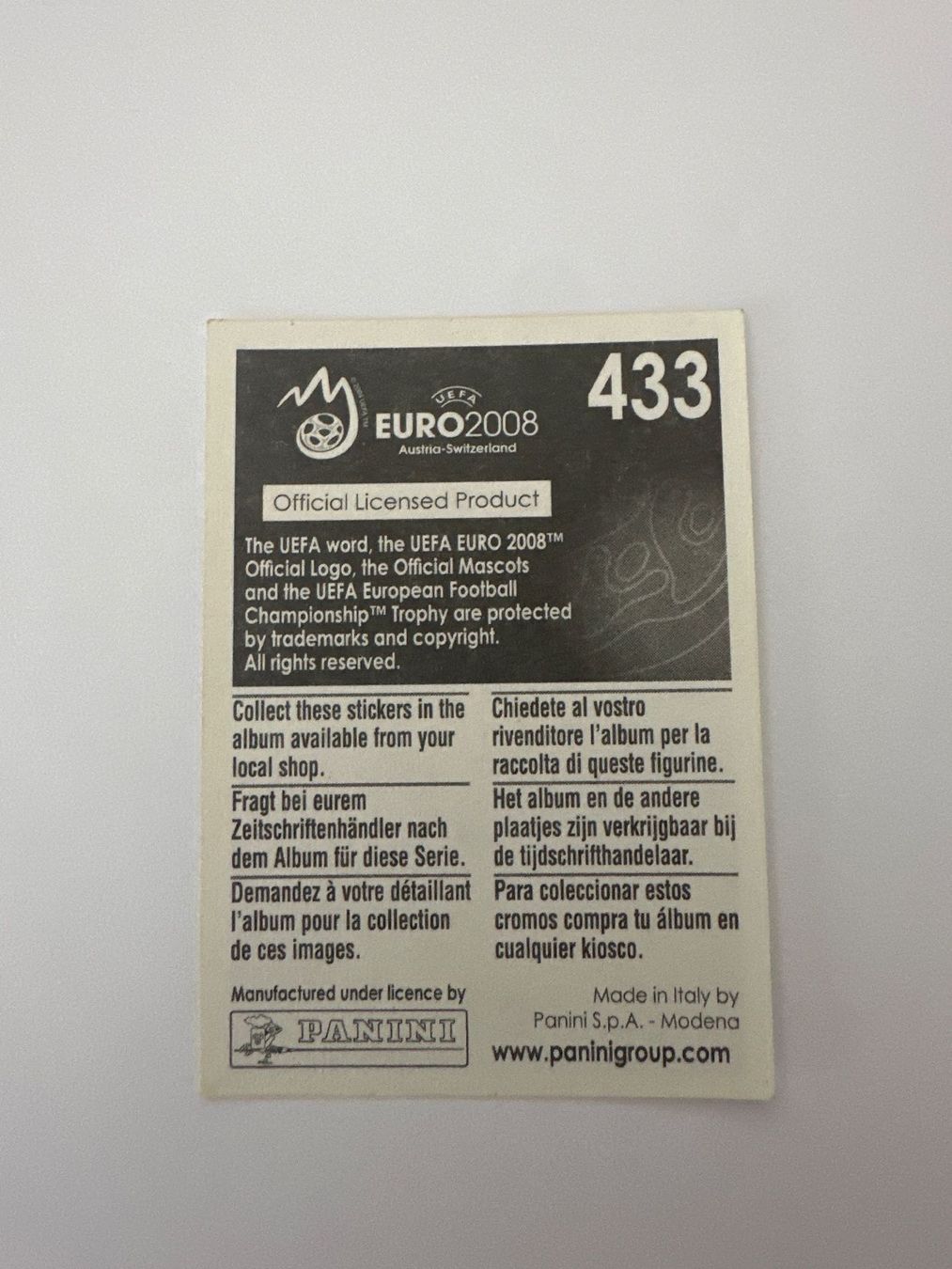 Panini Sammelbilder & Trading cards: Panini UEFA EM 2008 Sticker - Nr. 433 – Gebraucht aus Sulz AG von DealWerk 1
