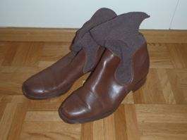 Braune Lederstiefeletten Gr. 36 mit Strickbund Herbstlook