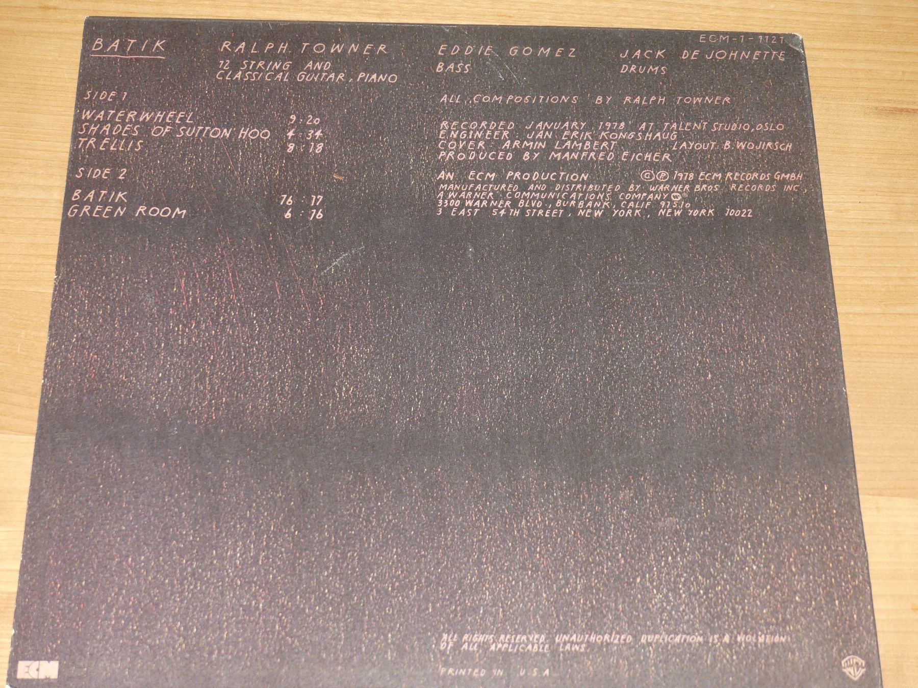 Vinyles: RALPH TOWNER - BATIK - ECM 1121 – Neuf (Voir description) à Fahrwangen par Swirl2 1