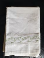 Bestickte Bettwäsche "Le", weiss/grün, Vintage