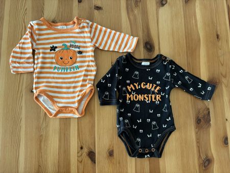 2x Bodys-langarm Gr. 50/56 Halloween, für Baby