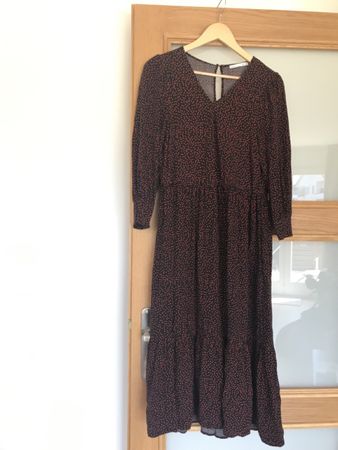Chic Black & Red Polka Dot Dress, Size M