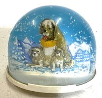 Schneekugel Bernhardiner Hund mit 2 Jungen