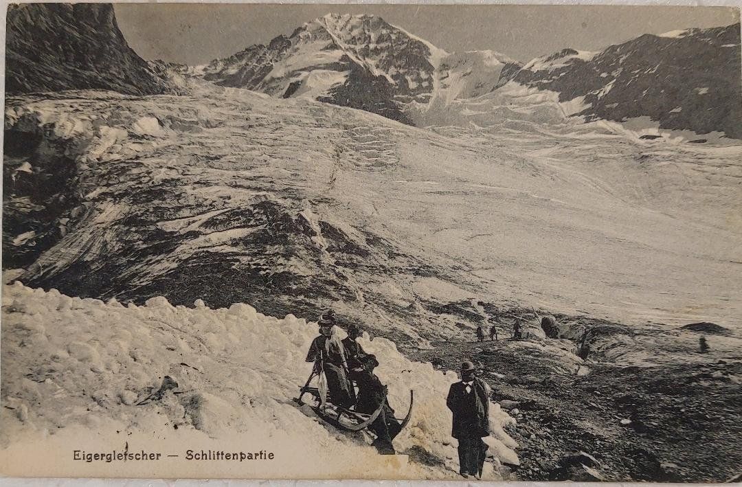Ansichtskarten: EIGERGLETSCHER  -  Schlittenpartie - 1911 – Gebraucht aus Delémont von Domdom1