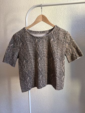 T-shirt épais beige imprimé serpent, t.36/38