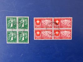 1939, 2 x 4-er Block 5 + 20 Rp Exposition National Suisse ZH