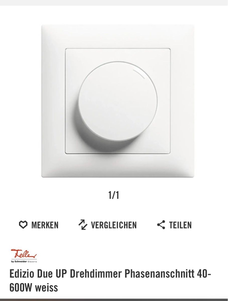 Feller Schalter: Feller Edizio Due Dimmer 40-600W white – Neu und originalverpackt aus Martigny von ddo_2mcv