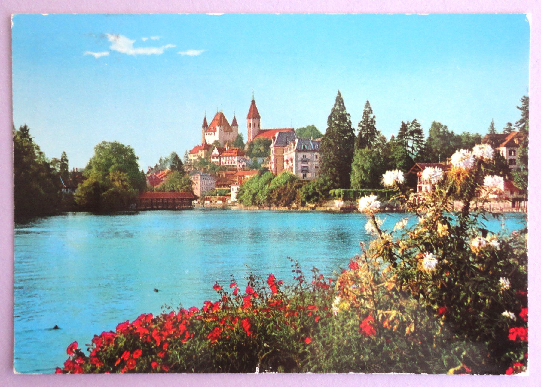 Ansichtskarten: Thun - Blick auf See und Schloss – Gebraucht aus Fétigny von Billy2miny