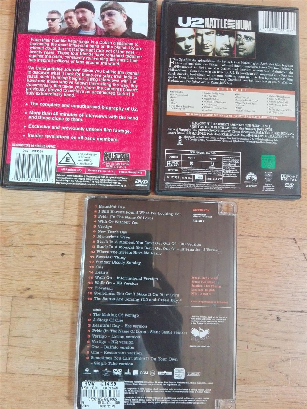 Tutti i DVDs: 9x (U2)  - DVD's (Packet) – Usato da St.Galllen venduto da elkaphone 5