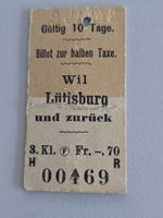 Altes Zugbillett Wil-Lütisburg 1942