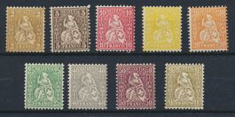 Sitzende Helvetia Serie mit Faserpapier postfrisch