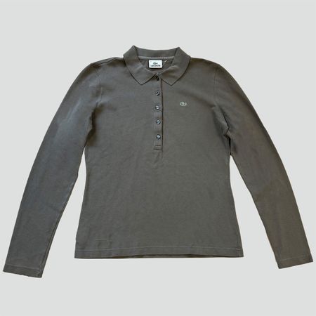 Lacoste Longsleeve Polo Shirt Size S Green Women
