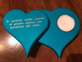 schönes neues Herz mit Rechaudkerze "te quiero...."
