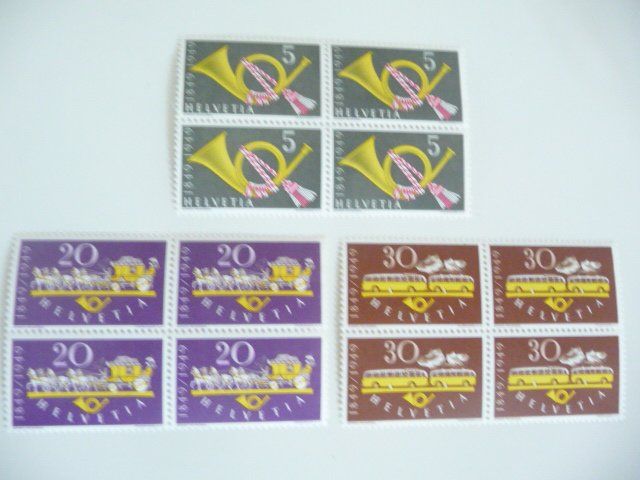 Alle Briefmarken: 1949 Viererblock  100 Jahre Eidgenössische Post / postfrisch – Neu (gemäss Beschreibung) aus Kloten von zimboida
