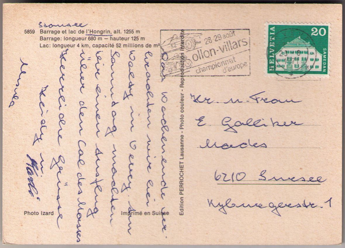 Cartoline postali: Barrage et Lac de l'Hongrin – Usato da Binningen venduto da Mountainrider 1