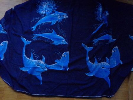Damen Strand Wickel Tuch dunkel blau mit Delfinen