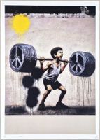 Death NYC Ltd Ed Pop Art Druck " Power Banksy Boy and Cat