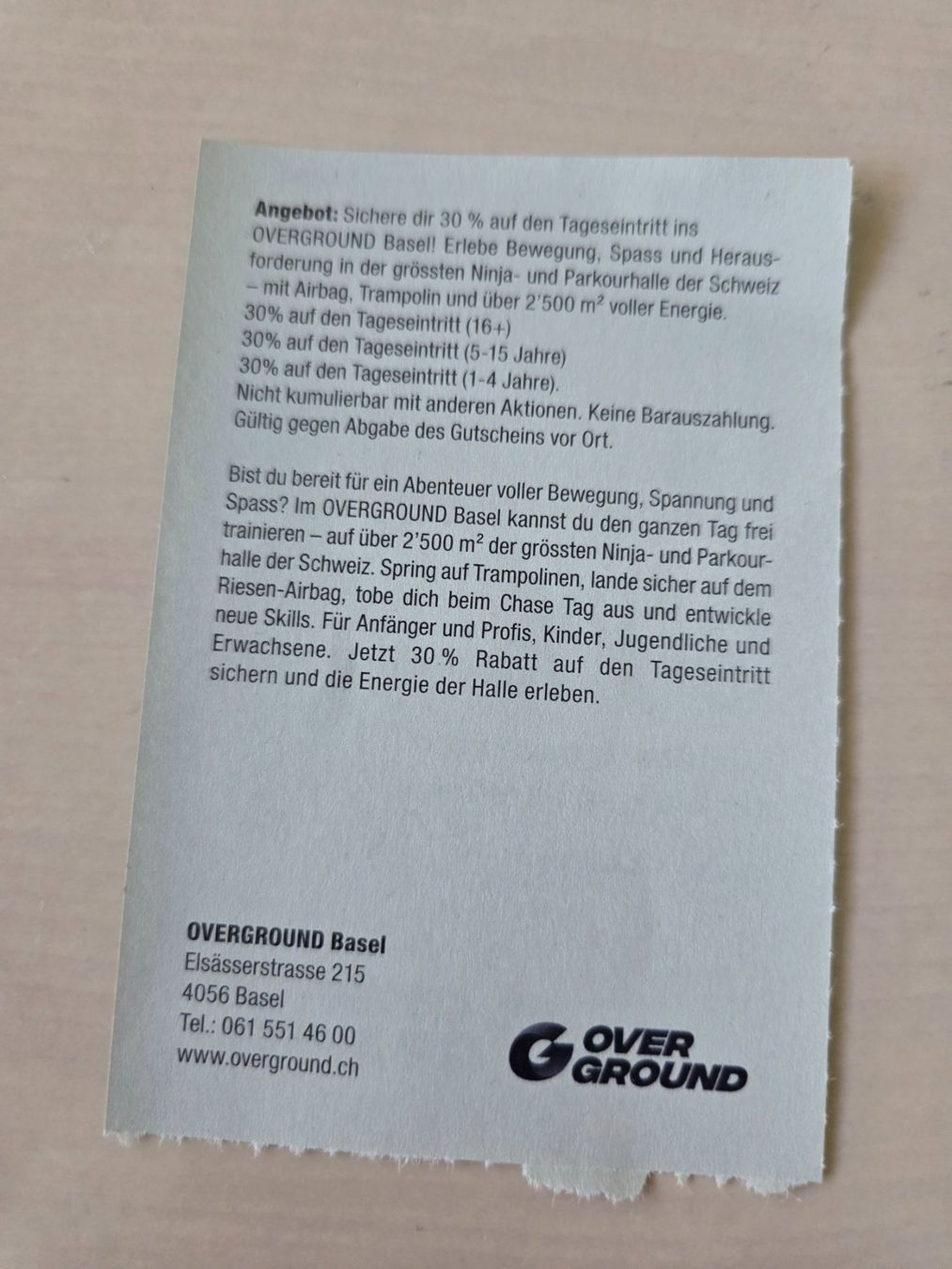 Bons: Gutschein Overground Basel – D'occasion à Liestal par ITOlio 1