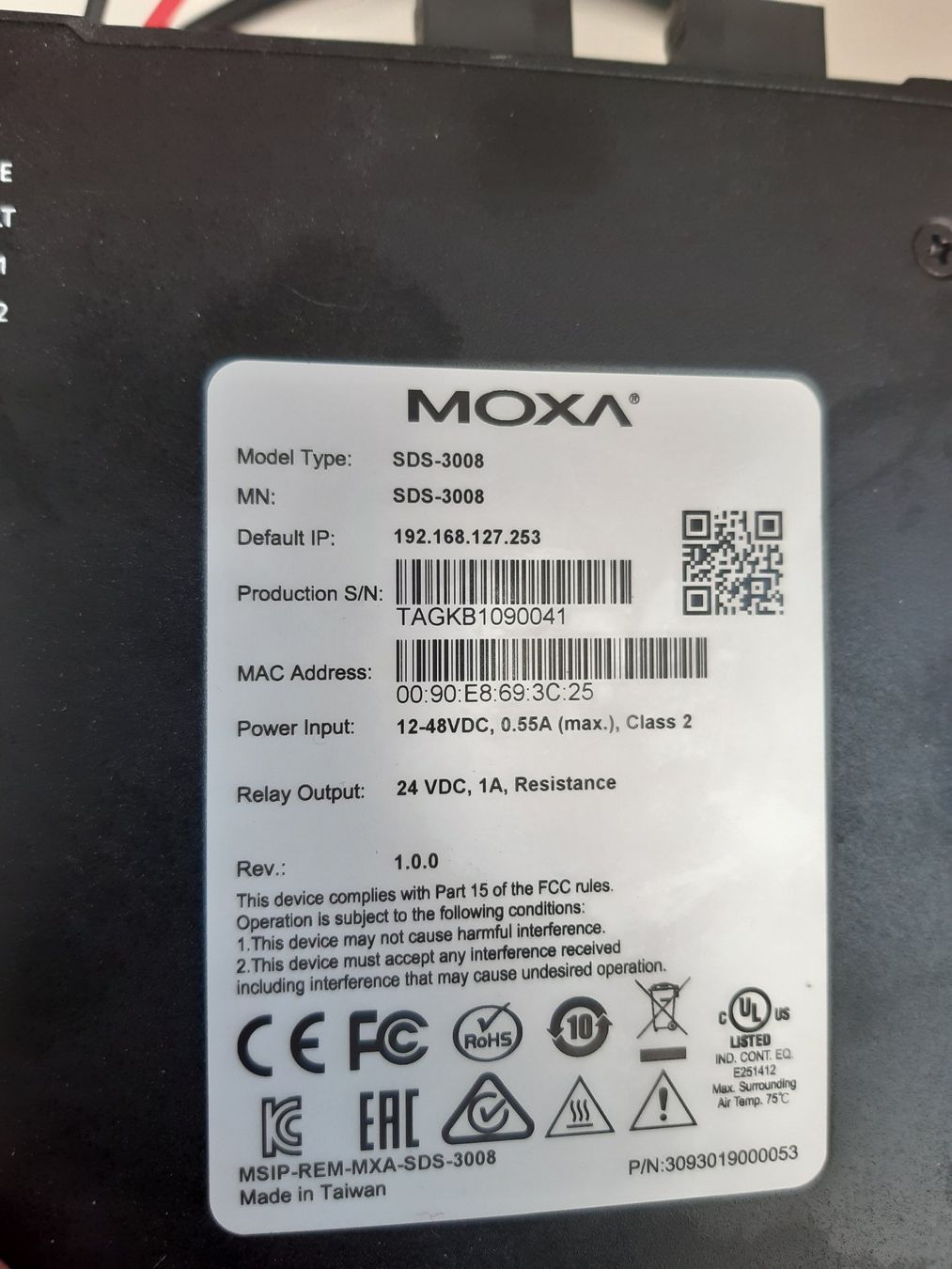 Moxa Hub & Switch: Moxa SDS-3008 Switch & MDR-40-24 Netzteil – Usato da Davos Dorf venduto da PMODWRC 1
