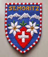 Stoff Wappen Aufnäher Badge St.Moritz St. Gallen Stickerei