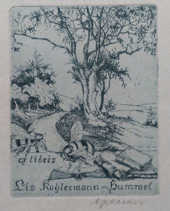 Dipinti: Exlibris Christian J. Hacker - Original Radierung signiert – Usato da Obfelden venduto da Exlibris-Art