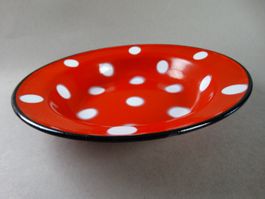 Antike Email-Schale Emaille Tupfen Punken 22cm Ø Heidi