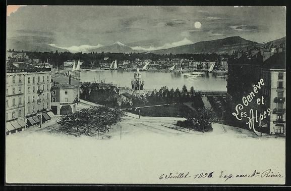 Ansichtskarten: Mondschein-AK Genève, Vue Générale – Gebraucht aus Berlin von bartko-reher