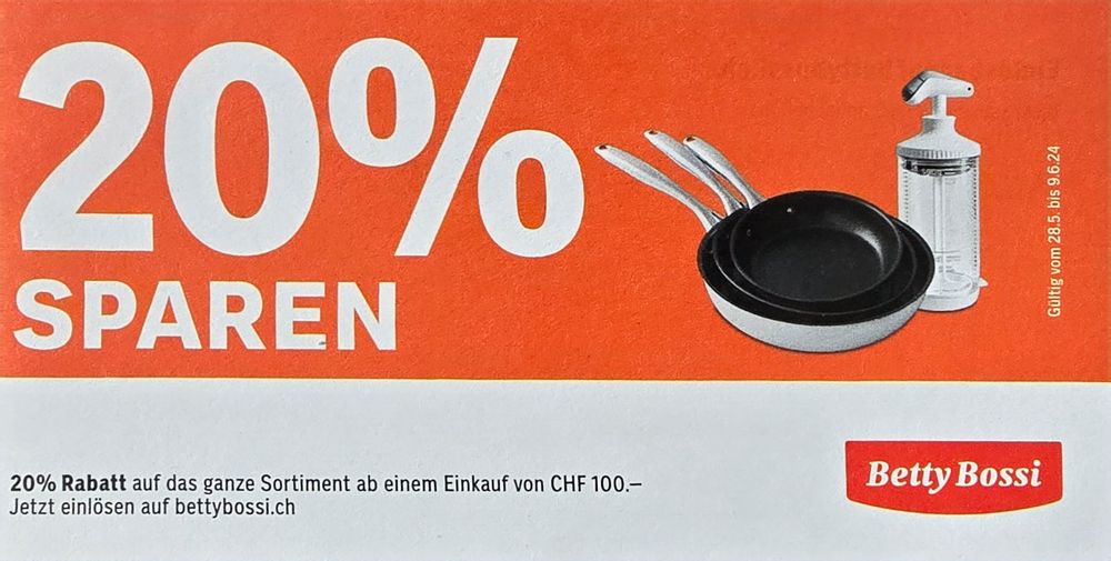 Gutschein 20%Rabatt ab Einkauf von 100 Franken Betty Bossi (Neu (gemäss ...