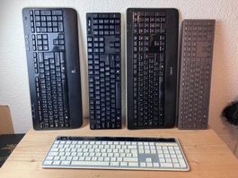 5 Stk. drahtlose Tastaturen Logitech / HP / Trust