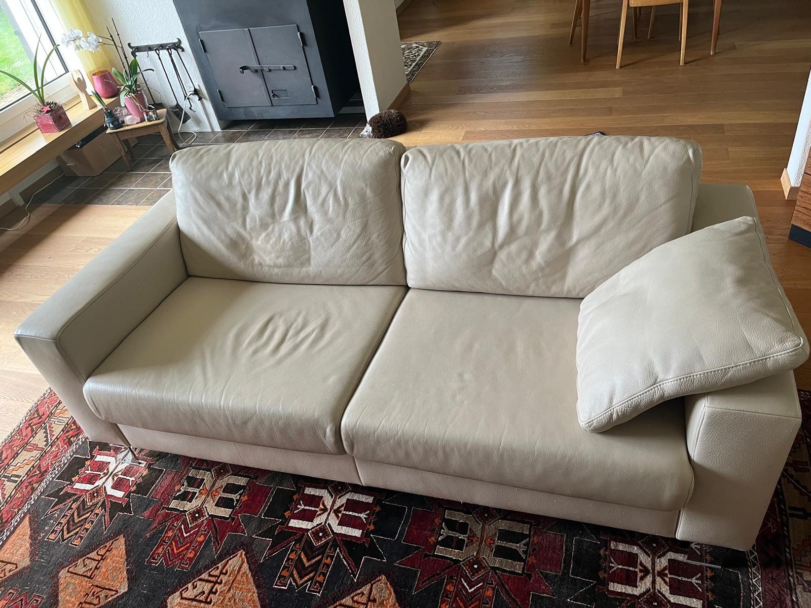Pfister Divani: Sofa Echtleder beige 195 cm – Usato da Reinach AG venduto da die_9t5z
