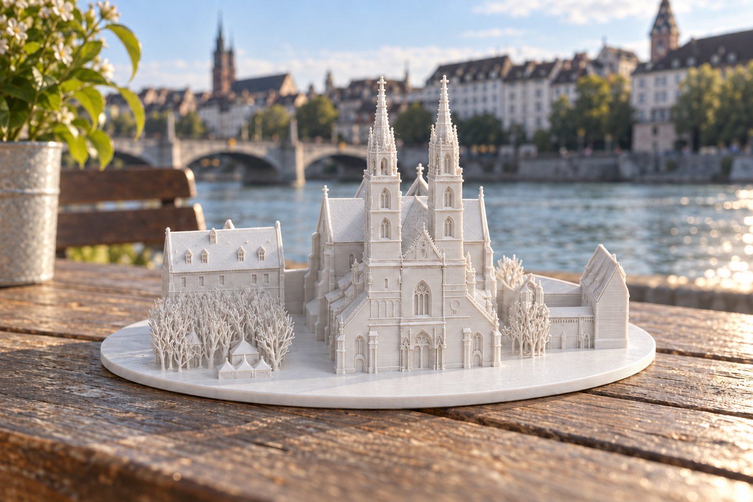 Alle Dekorationen: Basel Minster 3D Model – White Decorative Miniature – Gebraucht aus Basel von 3DXD