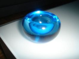 Kerzenbehälter blau aus Glas