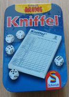 Kniffel Yatzy Würfelspiel Mini Spiel in Metallbox 10x7x3,3cm