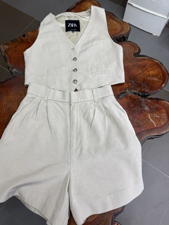 Zara Weste + Shorts Set Gr. S Beige Sommer