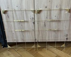 2x Wandregal Metall goldfarben mit Haken und Clips