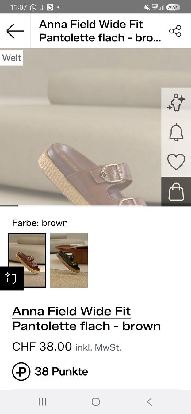 Anna Field Scarpe da donna: Anna Field Pantoletten flach braun Grösse 38  – Nuovo (secondo la descrizione) da Därligen venduto da Musle73 3
