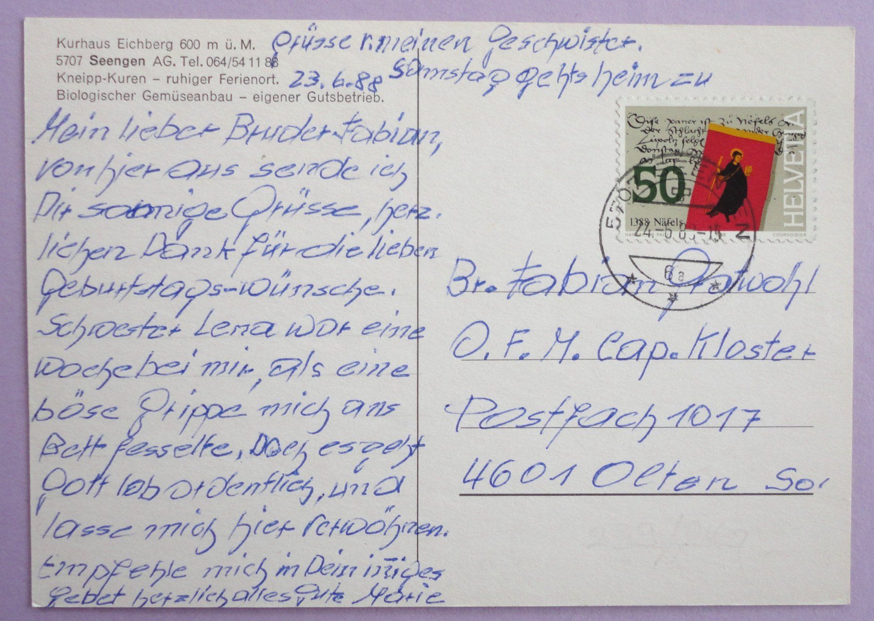 Cartoline postali: Seengen AG, Kurhaus Eichberg 600 m ü.M. – Usato da Fétigny venduto da Billy2miny 1