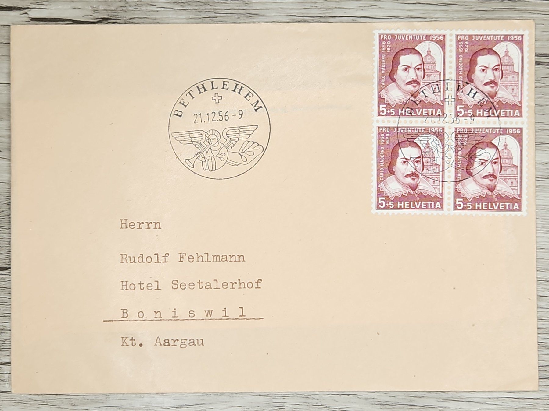 Tutti i francobolli: CL02 Enveloppe + Timbre Suisse 1956 – Usato da Cousset venduto da Patrick_Collections