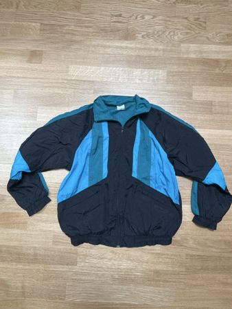 Retro / Vintage Jacke Trainingsjacke Schwarz Blau Grösse M