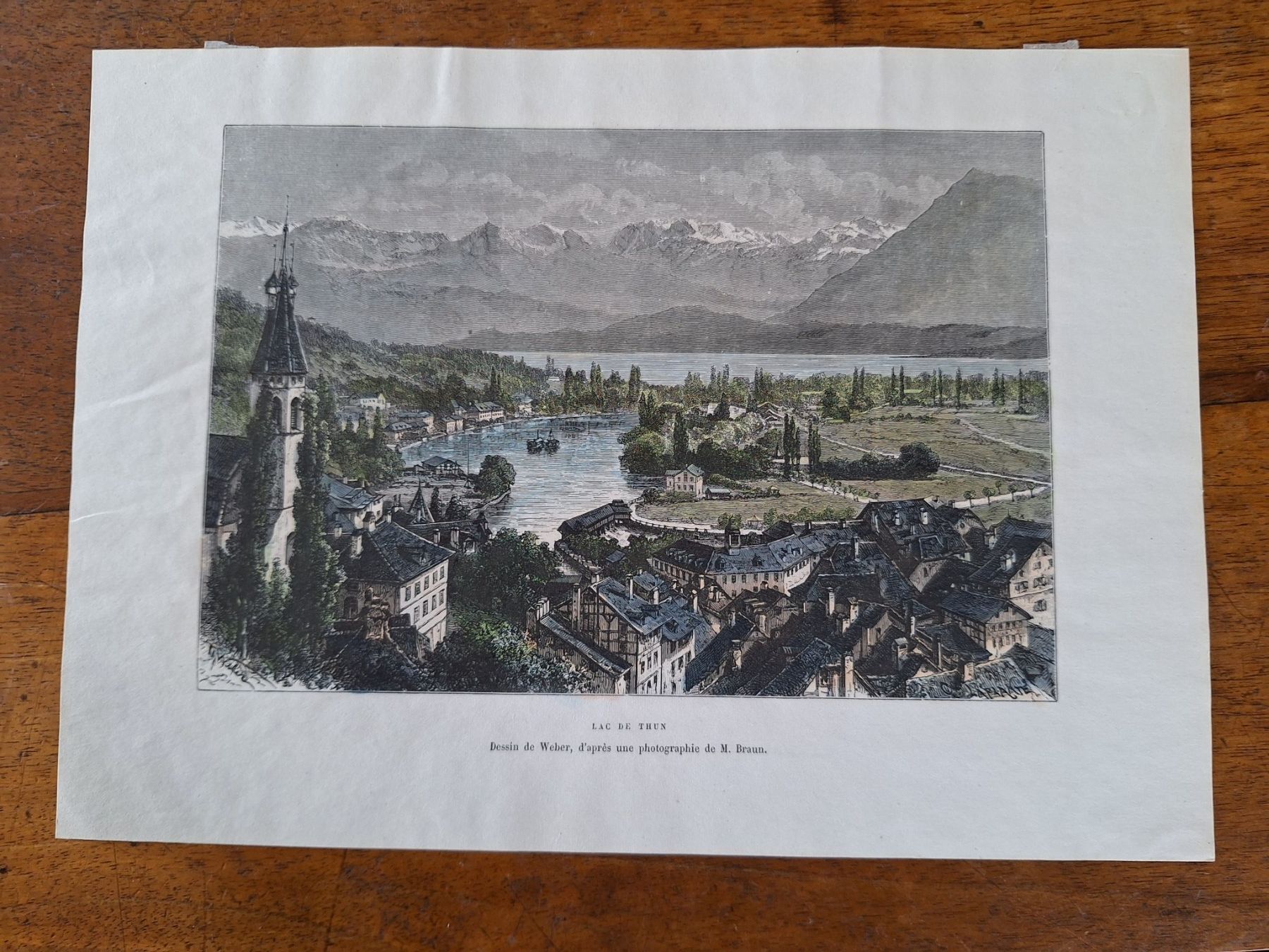 Xilografie: AUTOUR DU LAC DE THOUNE – Usato da Bevaix venduto da bohrap 5